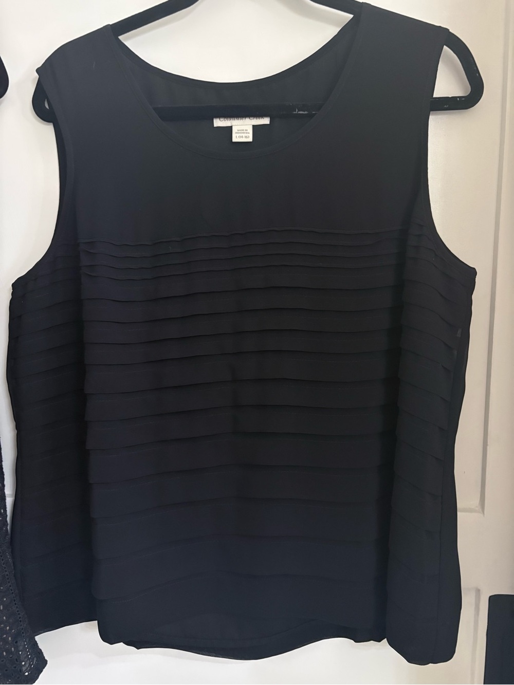 Coldwater Creek Black Sleeveless Pleated Layered Camisole